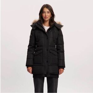 Noize Astrid Mid-Length Parka Vegan Winter Coat Black- Size Large